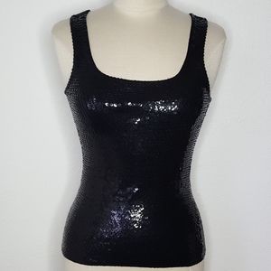 INC Petite Black Sequin Tank Top